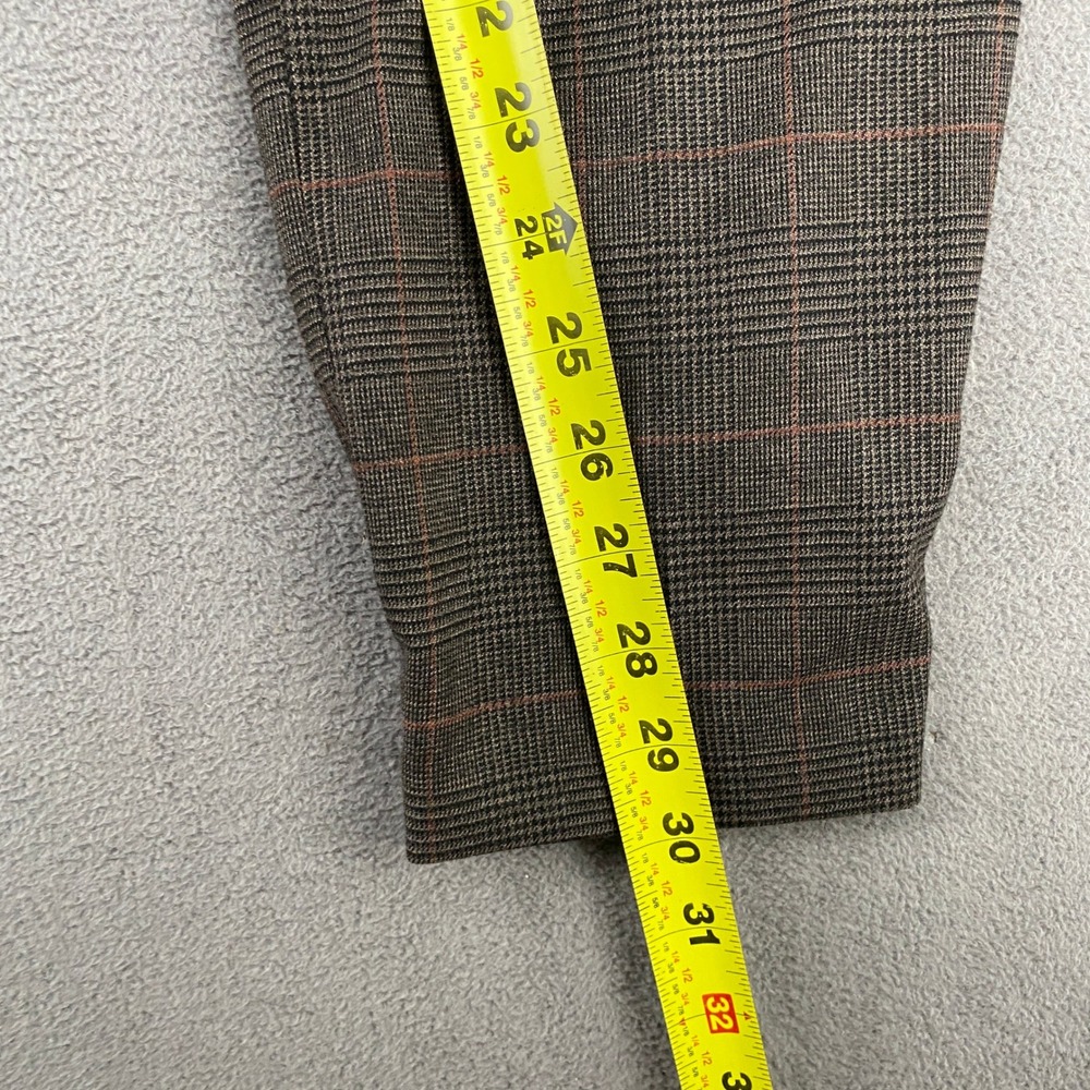 Express Extra Slim Mens Plaid Trousers Brown Glen Check Drawstring Pants Size M - Picture 5 of 10